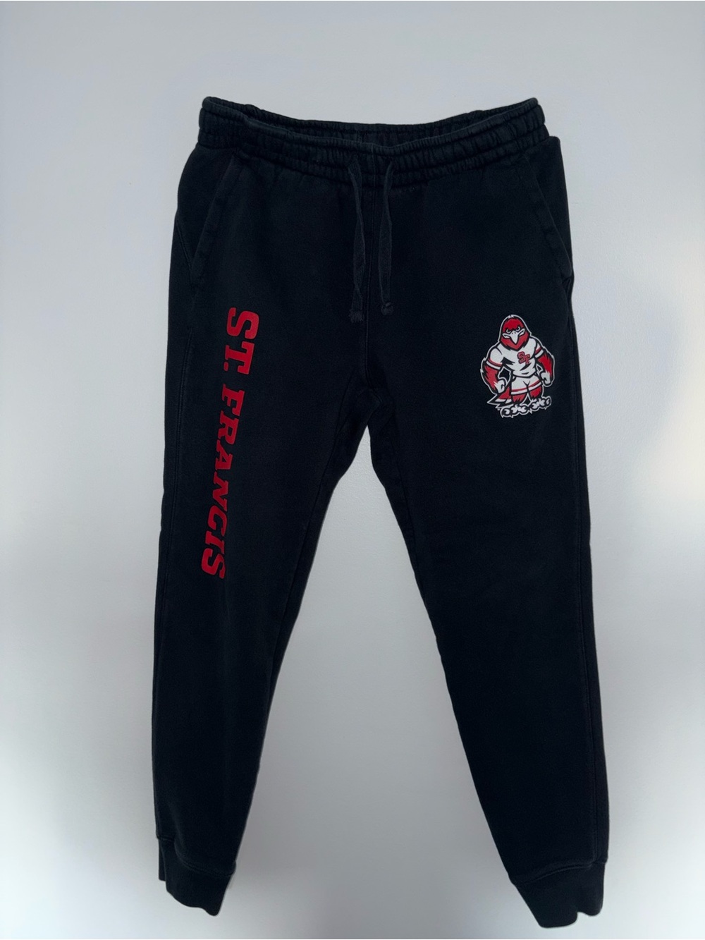 Black Sweatpants with Red 'ST. FRANCIS' Side Print